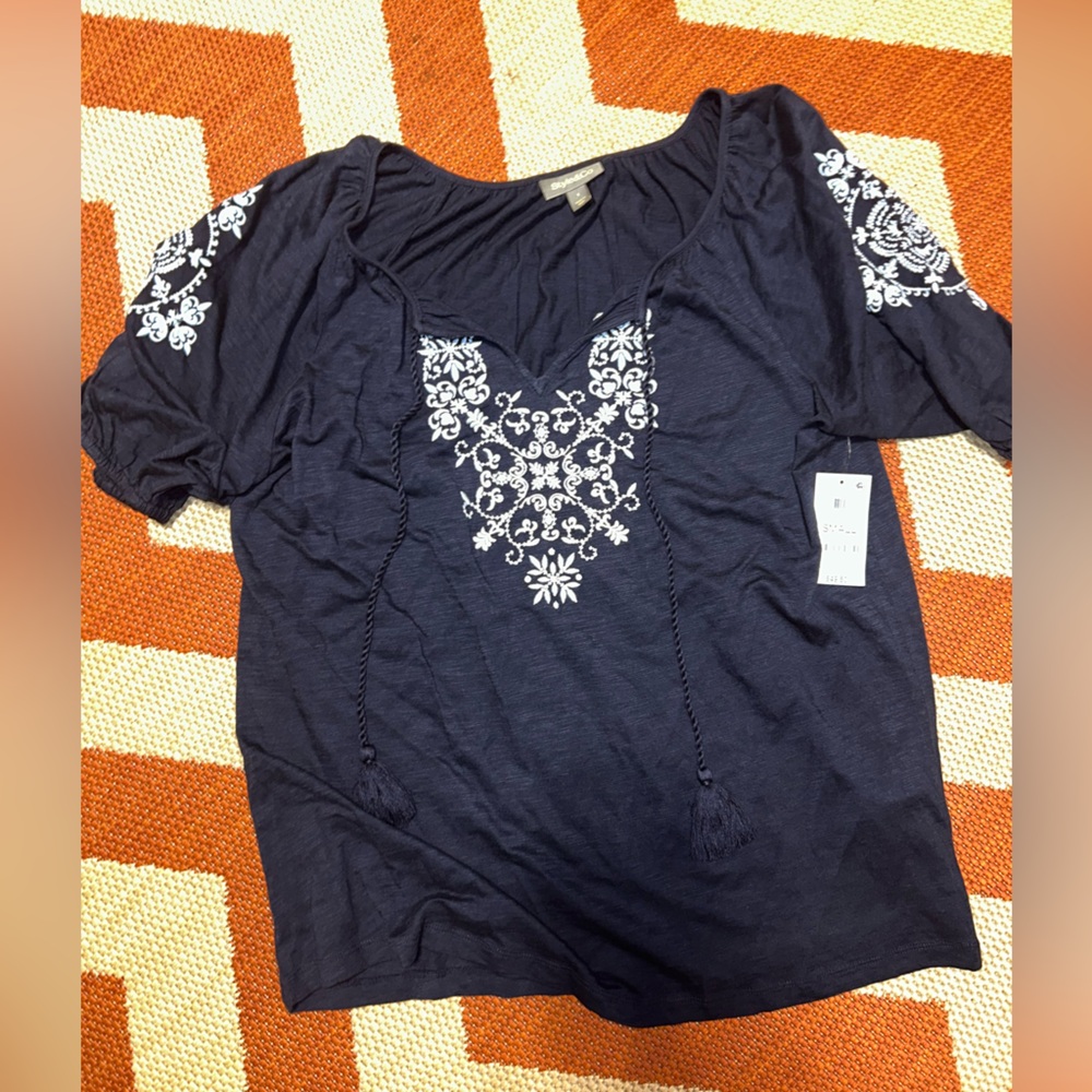 Style & Co Embroidered Peasant Top